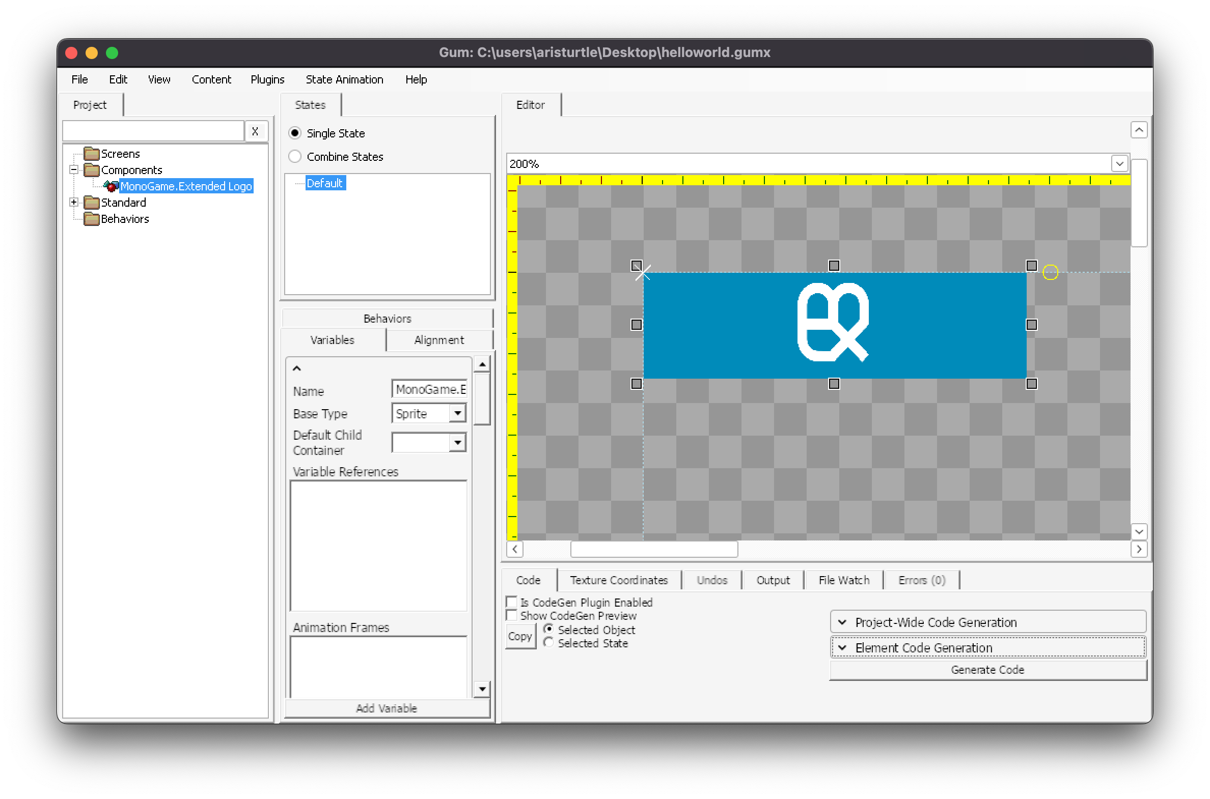 MonoGame.Extended Logo In GUM Tool
