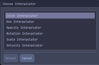 Choose interpolator popup